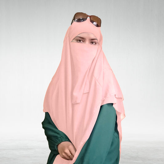 Three Layer Khimar Hijab-Dusty Rose
