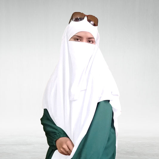 Three Layer Khimar Hijab-White