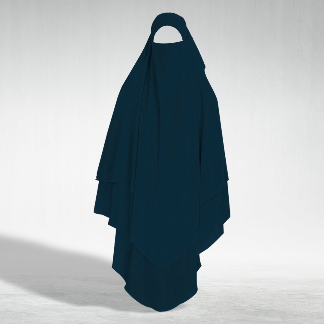 Three Layer Khimar Hijab-Navy Blue