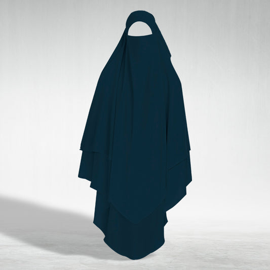 Three Layer Khimar Hijab-Navy Blue